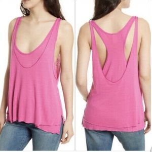 Free People Drapey Layered Tank, Fuschia